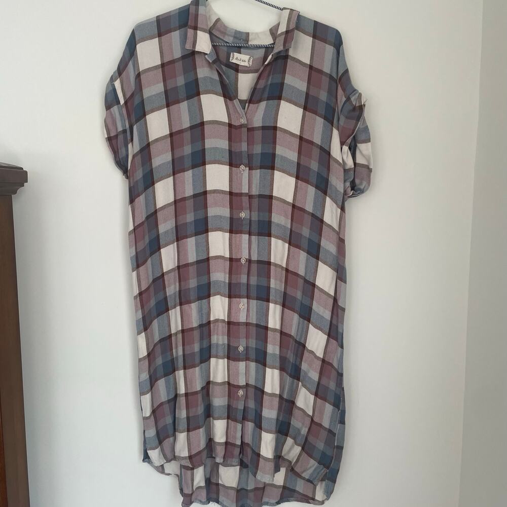 Altar'd State plaid button-down tunic style dress Sz Large
